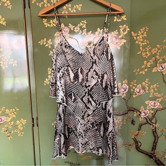 Blu Moon Snake Skin Mini Dress 100% Silk Size 1 - Picture 2 of 10